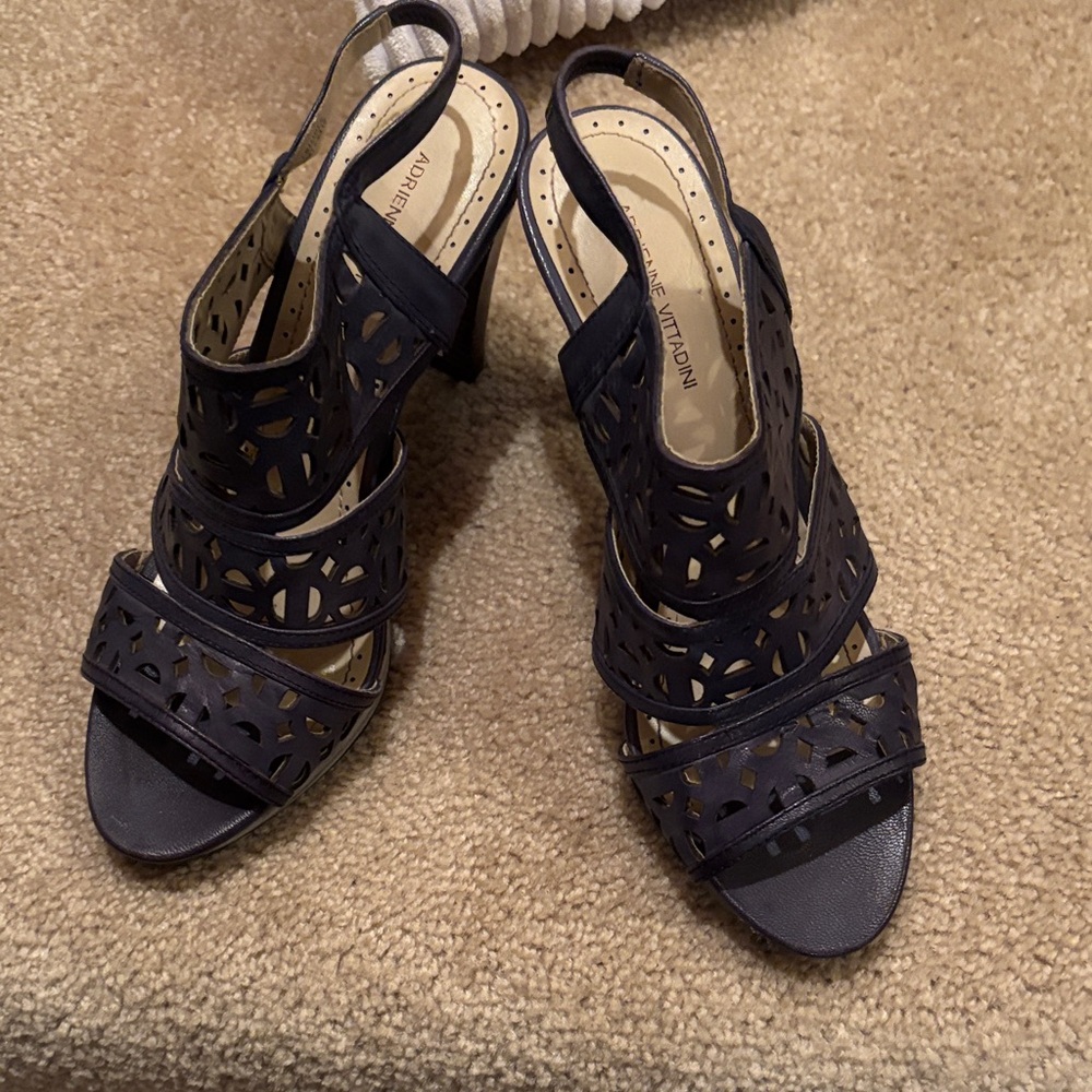 Adrienne Vittadini Black Cutout Heels
